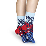Block Leopard Blue/Red | Happy Socks - & BLANC