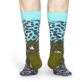 Block Leopard Blue/Gray | Happy Socks - & BLANC